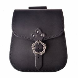 [01 T-Gro Bla.br] Mittelalter-Gürteltasche - Schnallenverschluss (schwarz, braun)