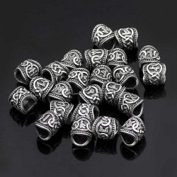 24 Haarperlen "Futhark" - 8 mm Loch