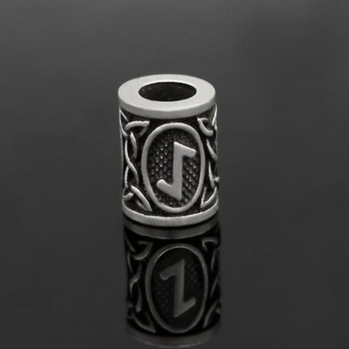 [07 RuP Ihwa KL.si] Runen-Perle "Ihwa" - 6 mm Loch - Bartschmuck (silber)