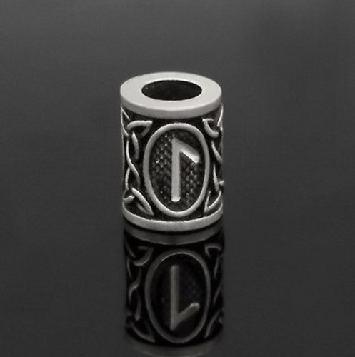 [07 RuP Laguz KL.si] Runen-Perle "Laguz" - 6 mm Loch - Bartschmuck (silber)