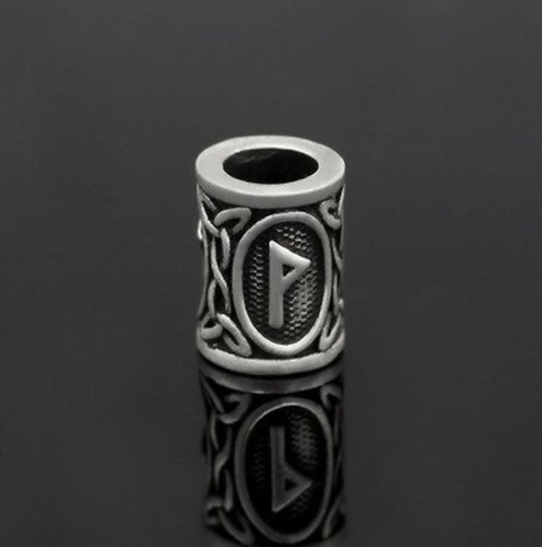 [07 RuP Wunjo KL.si] Runen-Perle "Wunjo" - 6 mm Loch - Bartschmuck (silber)