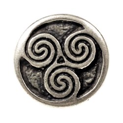 [8 Ce- DreiSp.si] Zierniete „Dreifach-Spirale“ (XS) – Keltischer Lederbeschlag mit symbolischer Ornamentik  (silber)