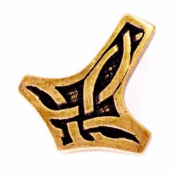 [08 Wi-3 Mjoelnir.si] Zierniete „Mjölnir“ / L – Großer Thorshammer-Beschlag im Stil der Wikingerzeit (silber)