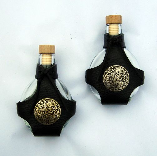 [15 FF 2.si] Feldflasche Flache Form 0,2 l Inhalt - Ausstattung für Larp und Mittelalter (silber)
