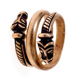 [07 Ring Fossi.b.kl] Wikingerring "Fossi" mit Wolfsköpfen (Bronze - klein)