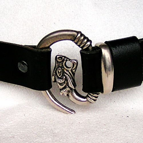 [10 WKG.kl.br] Wolfskopfgürtel aus Leder 3 cm (braun, klein)
