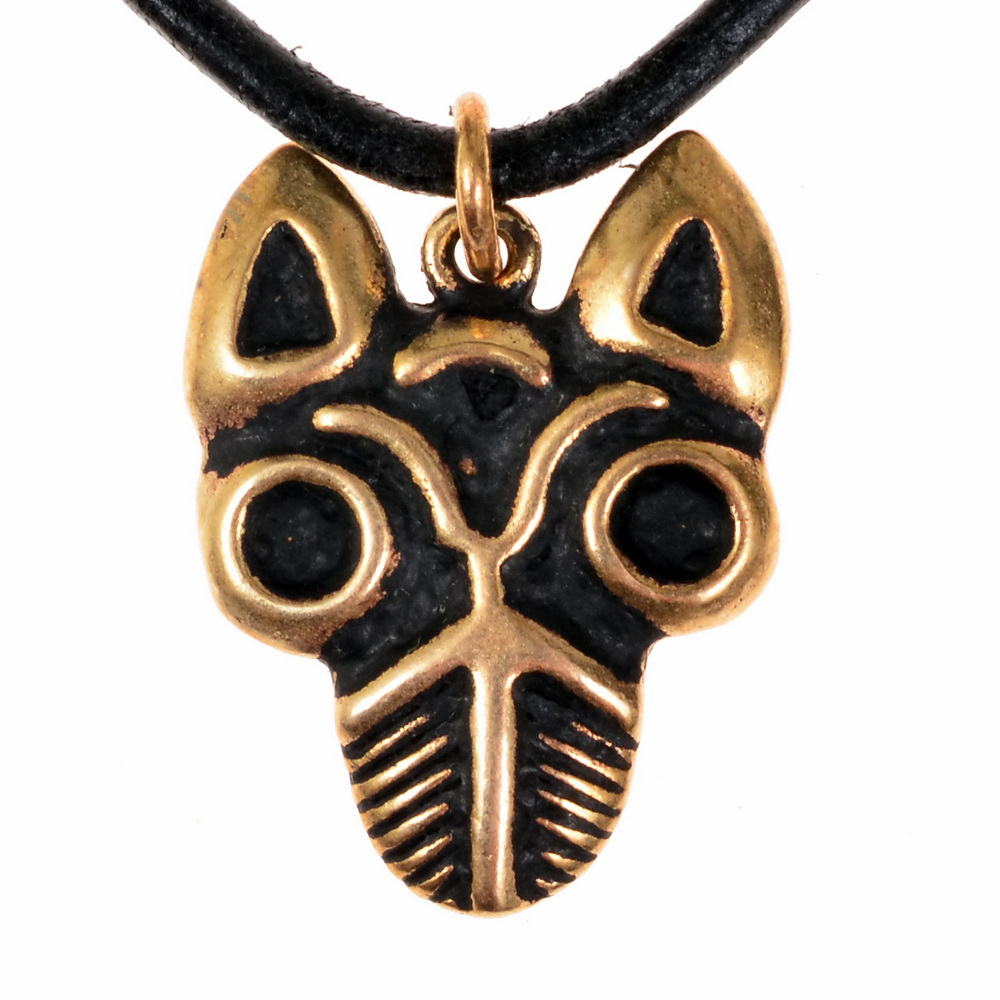 [0 Am Wolf.b] Wikinger-Anhänger Wolfskopf (Bronze)