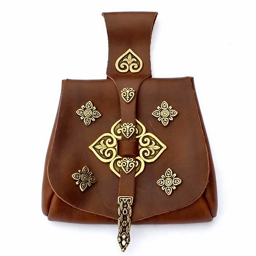 [01 T-Birk - B.br] Wikinger Tasche Birka reich beschlagen (braun)