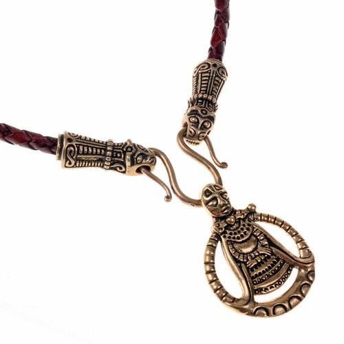 [07 CO Mand / Freya.br] Collier 'Mandermark' mit Freya-Amulett (Braun)