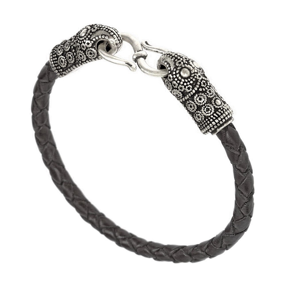 Wikinger-Armband 'Terslev' (braun / silber, klein)