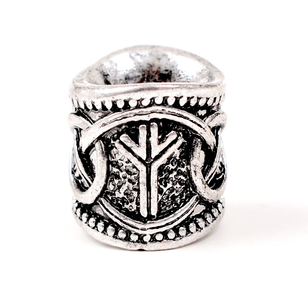 [07 FuT Algiz GR.si] Futhark-Haarperle 'Algiz' - 8 mm Loch (Silber)