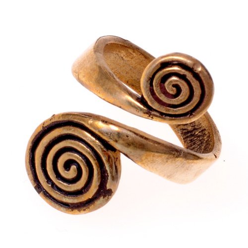 [07 Ring Spiral.b.kl] Wikinger-Fingerring 'Spirale' (Bronze - klein)