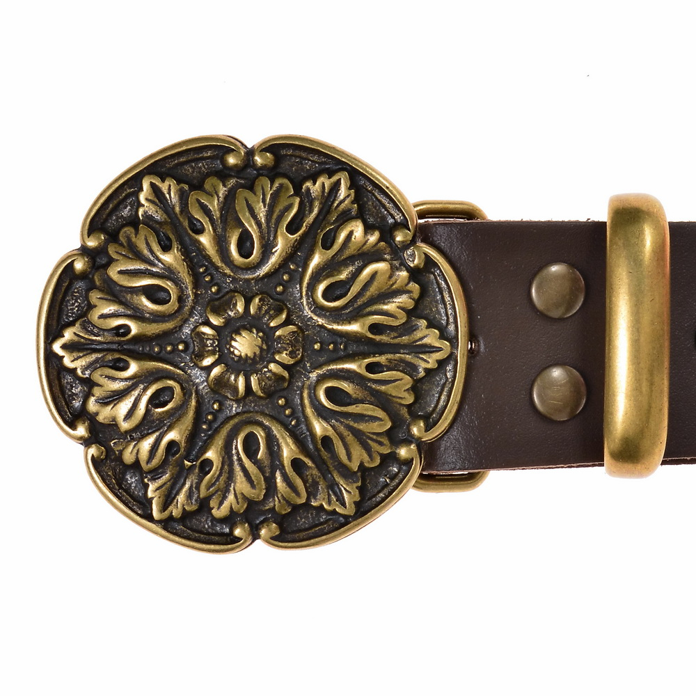 [10 Sp-Bu 4 BL: I s.kl.br] Buckle-Belt 4 cm / Blatt - Spaltleder (braun, klein)