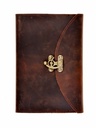 Leder-Buchhülle mit Notizbuch - groß / Haken