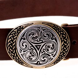 Buckle-Belt 4 cm / Zweifarbig - Spaltleder (braun, silber, klein)