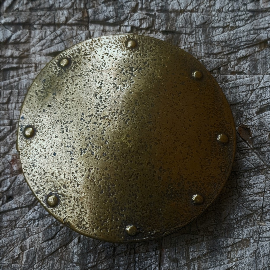 Ragnar,4cm,Mittelalter-Schließe,Fb:altmessing,Wikinger-Schild,Schnalle,Larp