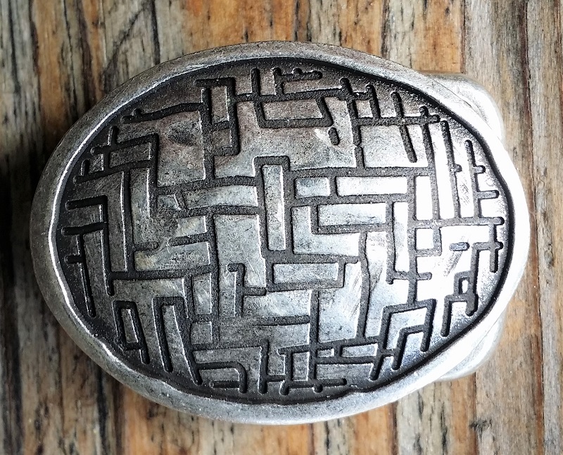 TETRIS, ovale Koppelschließe, 2cm, silberfarben, Schnalle