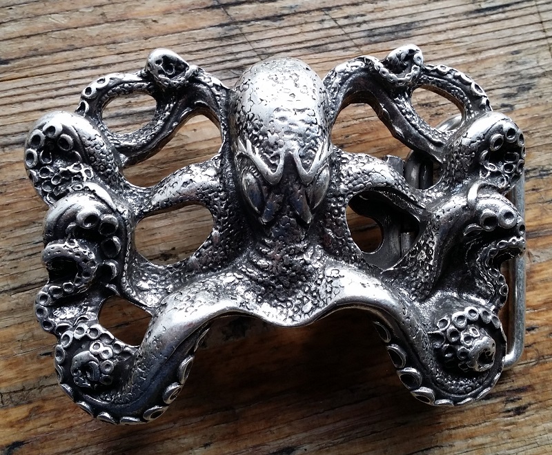 OKTOPUS, 4cm, silberfarbene Gürtel-Schließe, Schnalle
