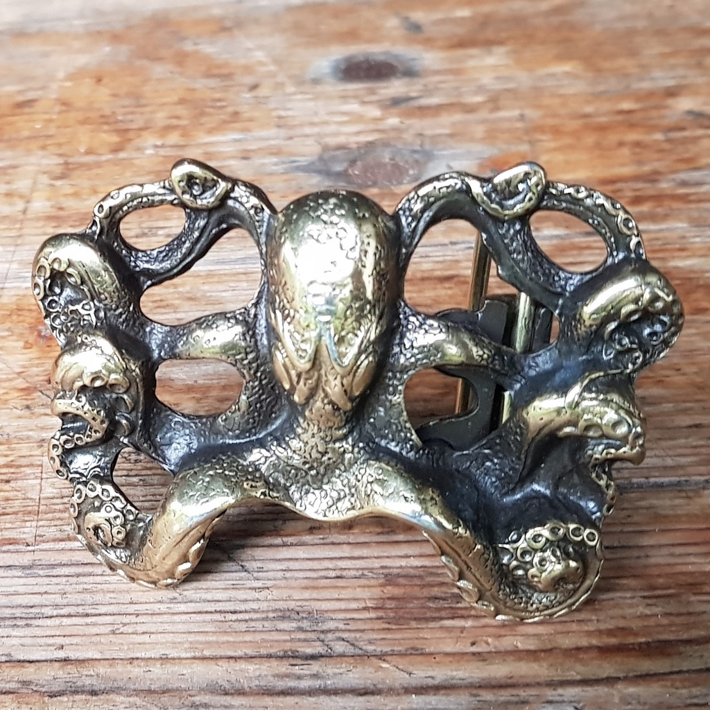OKTOPUS, 4cm, messingfarbene Gürtel-Schließe, Schnalle