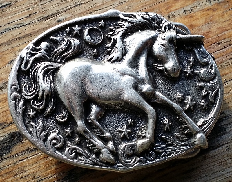 EINHORN, 4cm, silberfarbene Gürtel-Schließe, Schnalle