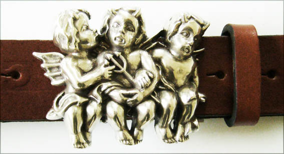 Little Devils, 4cm, silberne Fantasy-Teufelchen-Schließe, Schnalle