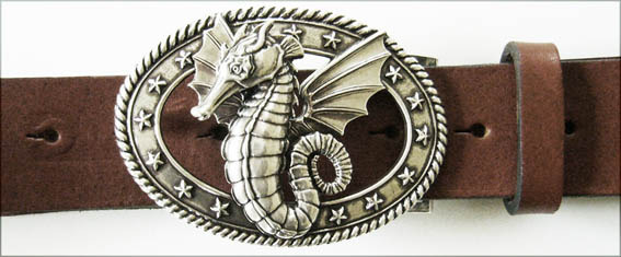 Hippocamp, 4cm silberfarbene Seepferdchen-Schließe, Schnalle