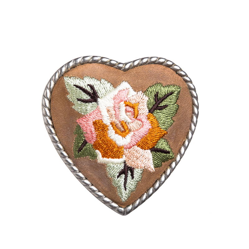Heart Flower, 4cm, bestickte Gürtelschließe, Schnalle