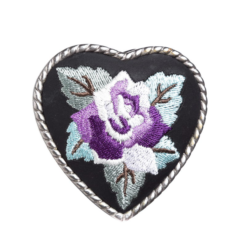 Heart Flower, 4cm, bestickte Gürtelschließe, Schnalle