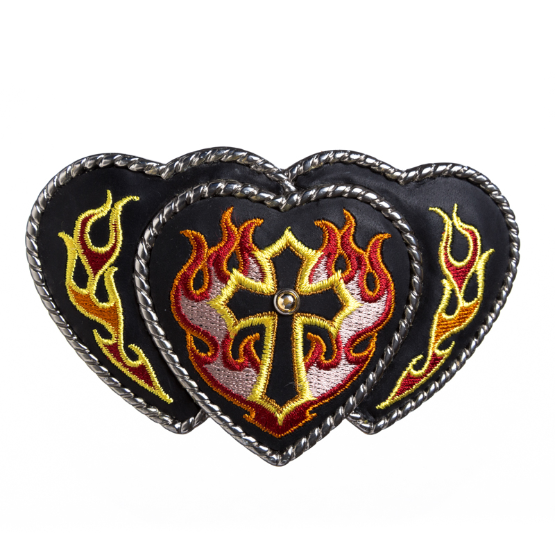 L3-Heart Cross, 4cm, bestickte Gürtelschließe, Schnalle