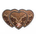 Heart Country, 4cm, hellbraune bestickte Gürtelschließe, Schnalle