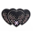 Heart Country, 4cm, schwarze bestickte Gürtelschließe, Schnalle