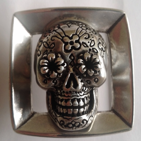 LAST HIPPIE SKULL, 4cm,silberfarbene Schließe, Schnalle