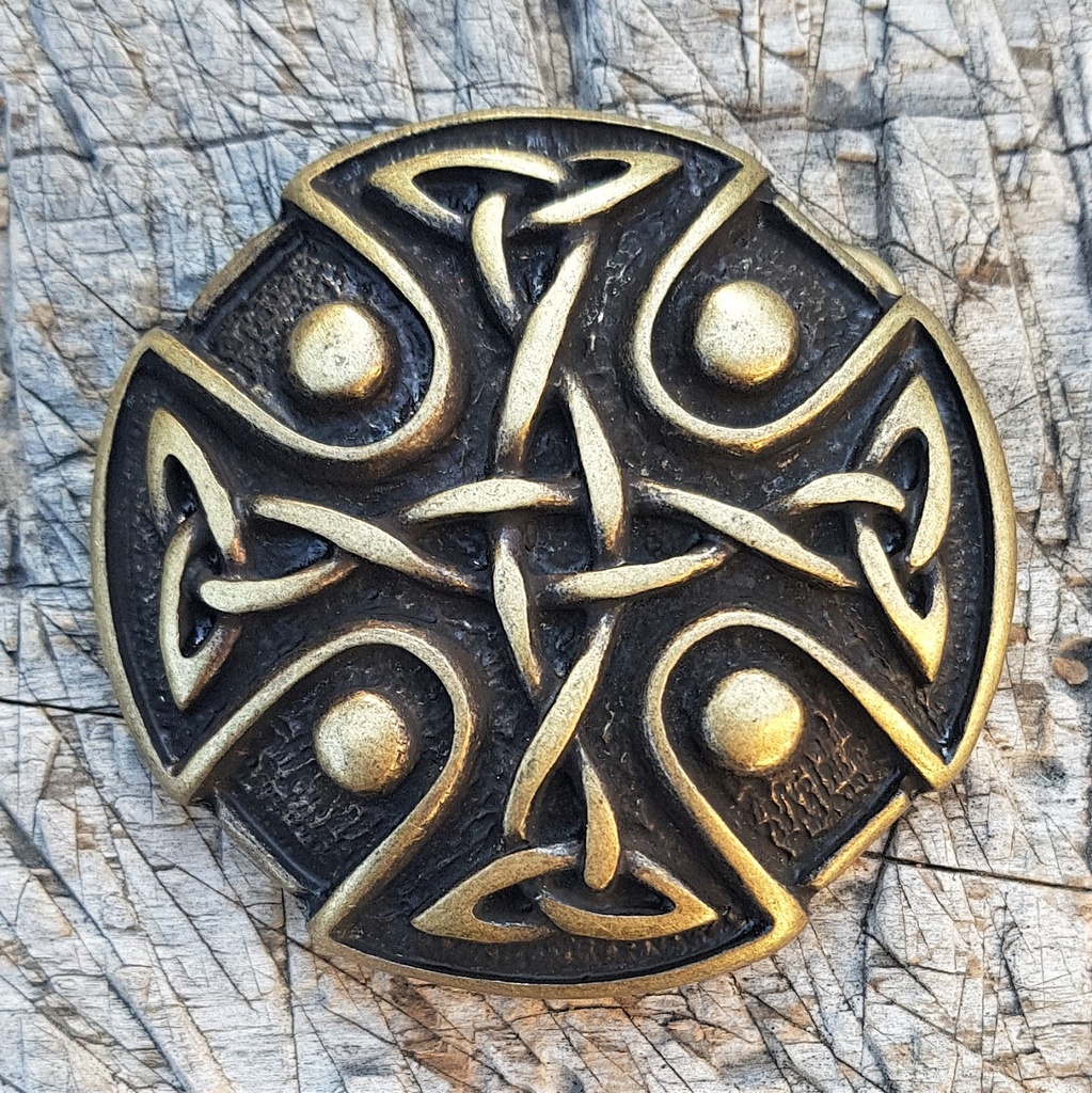 Keltenkreuz MARR, 4cm, altmessingfarbene Mittelalter-Schließe, Schnalle