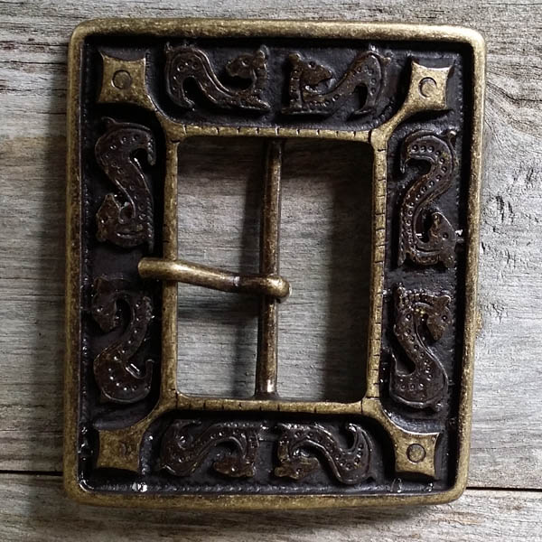 BALTIC, 4cm, altmessingfarbene Mittelalter-Vollschließe, Schnalle