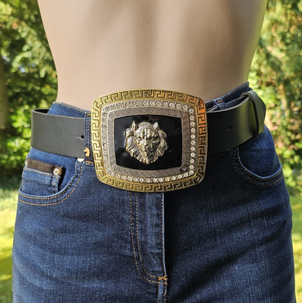 LION, silber/goldene 4cm Schließe, emailliert, Strass, Schnalle, Mittelalter, Larp, Cosplay