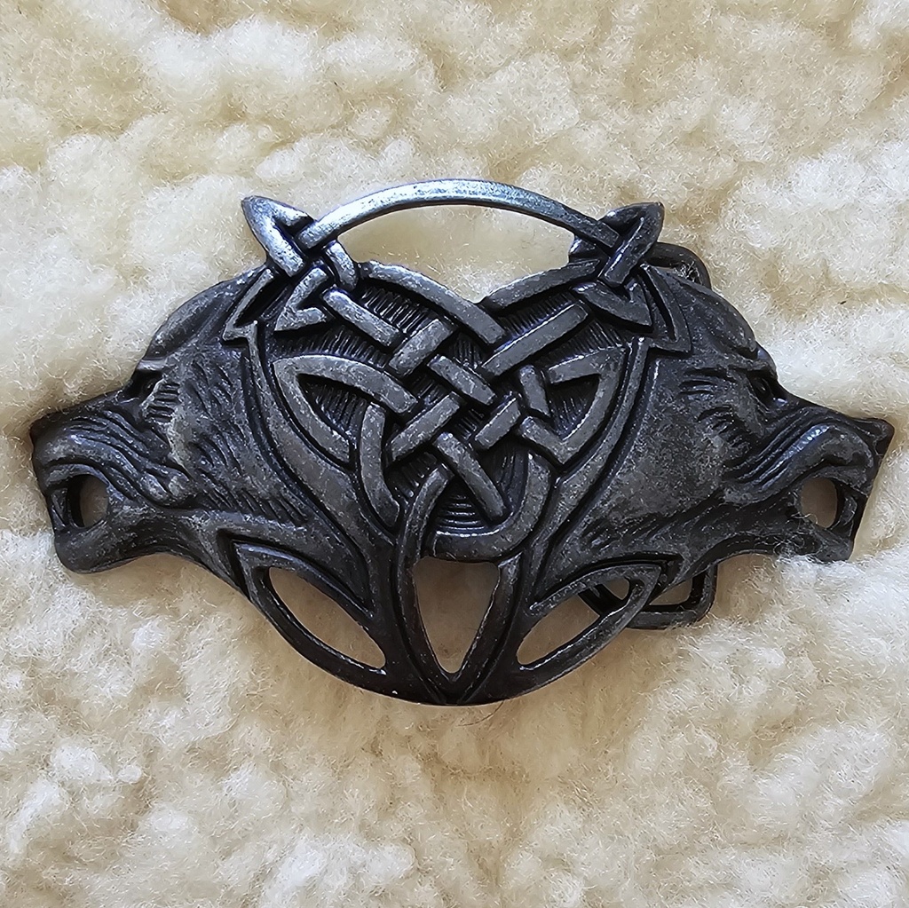 Celtic Wolves -Schließe Fb:schwarzeisen,4cm, Mittelalter, Schnalle
