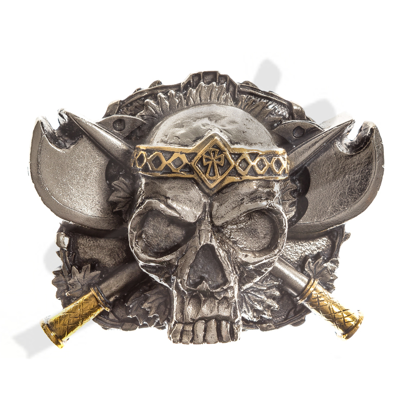 Wikinger Totenkopf-Zinnschließe 4cm, Schnalle