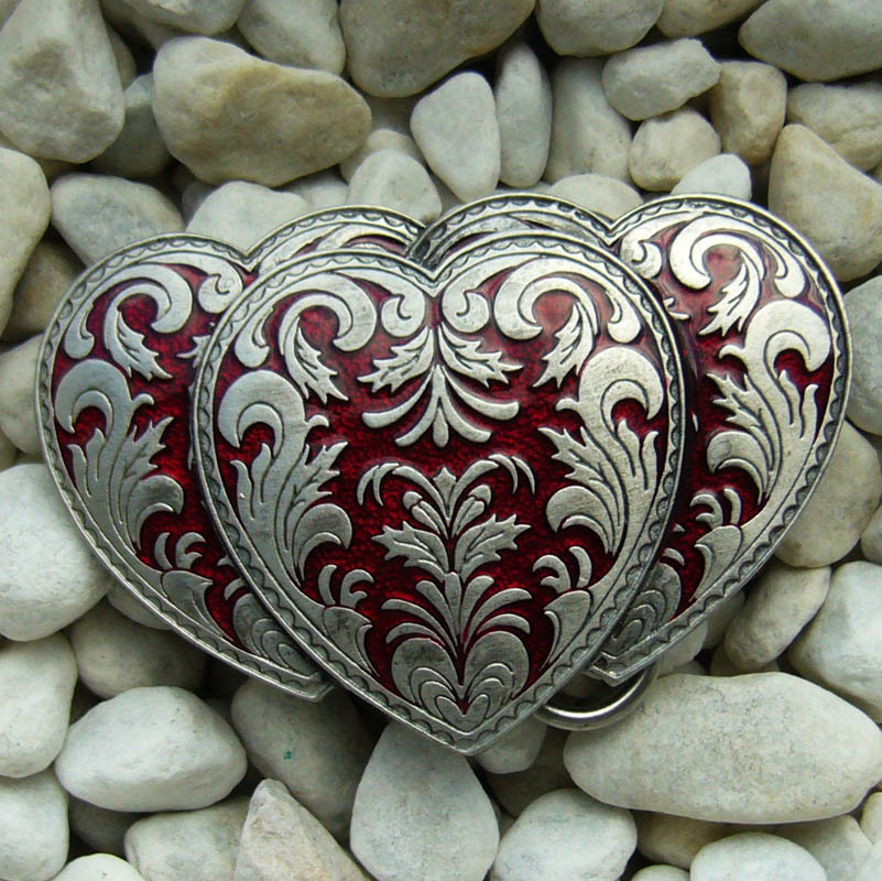 Triple Heart, 3cm, Gürtelschließe, Schnalle