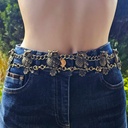 ROSMERTA, EULEN-Kettengürtel, messingfarben,Strass-Augen,Mittelalter,Larp,Cosplay