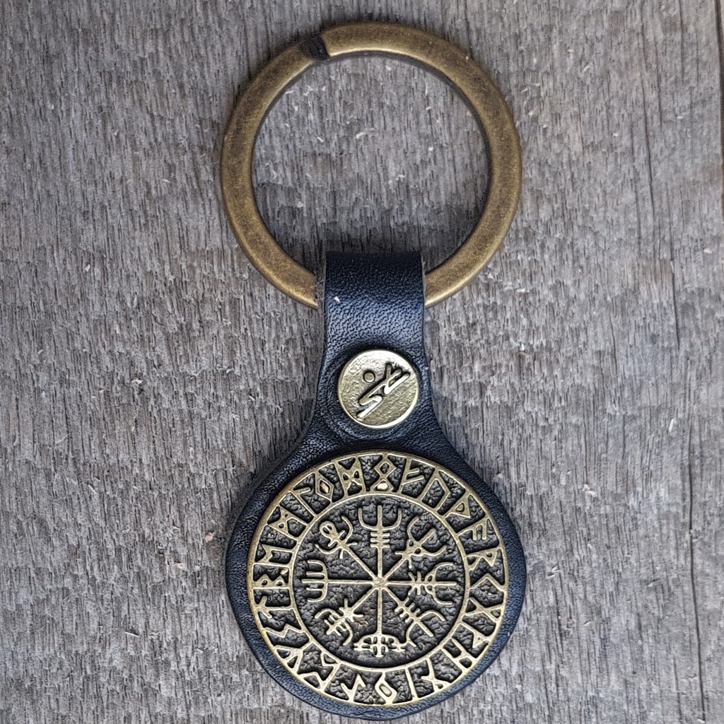Schlüsselanhänger  VEGVISIR schwarz/messingfarben