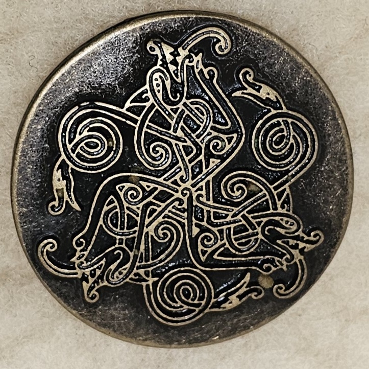 LOKIS CHILDREN, Beschlag, FB: altmessing. Fenrir&Jörmungand, Wikinger, Mittelalter