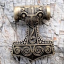 Schonenhammer, Mjölnir, Thorshammer, altmessingfarbener Beschlag