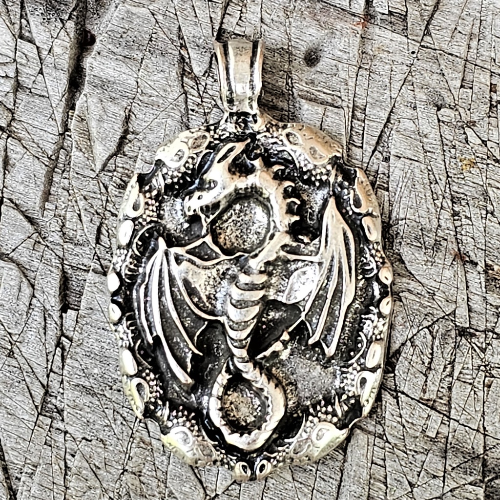 Anhänger Drachen-Amulett, Fb:silber,Mittelalter,Wikinger,Kelten,Larp,