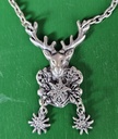 GRIND, Halskette Hirschkopf und Edelweiß, Fb:silber,OKTOBERFEST,WASN,GÄUBODEN,Trachten-Schmuck