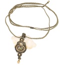 Boho Makramee Halskette, Unikat Elfenschmuck, Boho Choker - Labradorit/olive - 8x8 cm