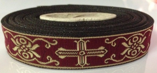 [4446] Borte Kreuze 2 in Bordeaux-Gold, 19 mm- Webborte zur Verzierung mittelalterlicher Kostüme und Larp Gewandungen