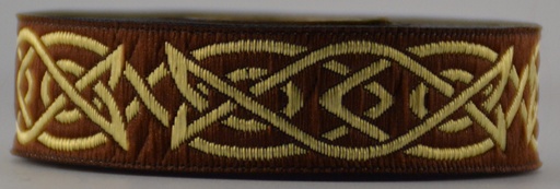 [35527] Borte Keltisch 4 in Braun-Gold, 19 mm- Webborte zur Verzierung mittelalterlicher Kostüme und Larp Gewandungen