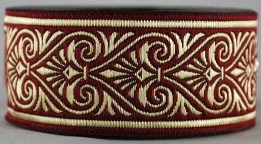[35541] Borte Herzen 2 in Bordeaux-Gold, 33 mm- 10 m - Webborte zur Verzierung mittelalterlicher Kostüme und Larp Gewandungen
