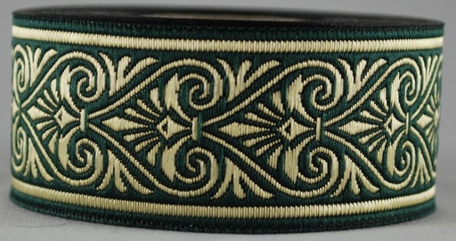 [35542] Borte Herzen 2 in Grün-Gold, 33 mm- 10 m - Webborte zur Verzierung mittelalterlicher Kostüme und Larp Gewandungen