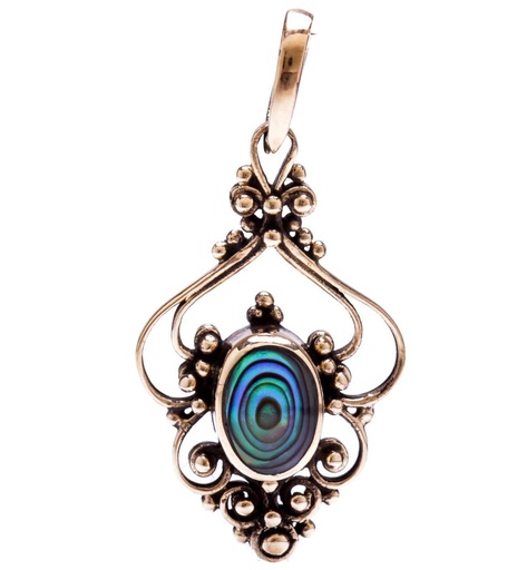 [Asb30-3] Schmuck Anhänger Salia mit Pauamuschel 3,1 cm – Bronze – Mystisches Amulett der Meereskraft